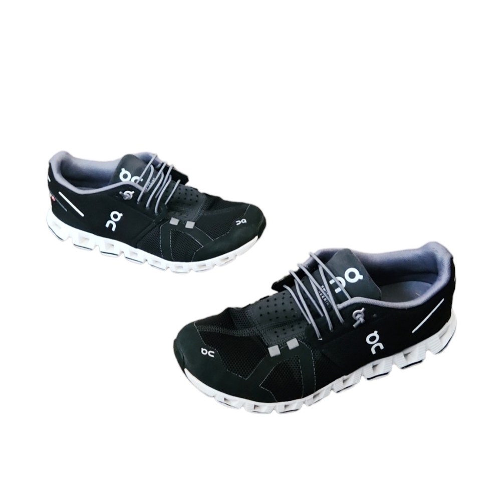 On Running Black and White Cloud Athletic Shoes